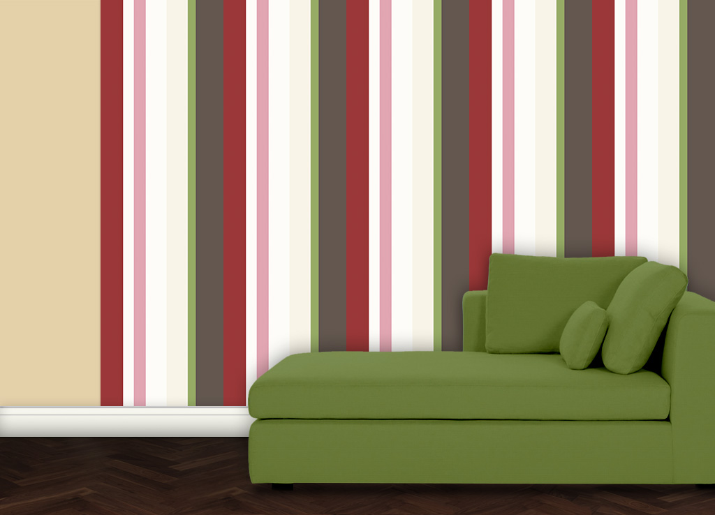 Wandtapete: Moderne rote Streifentapete Design Tapete für schönes Wohnen