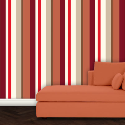 Wandtapete: Individuelle rote Streifentapete Design Tapeten Wandgestaltung
