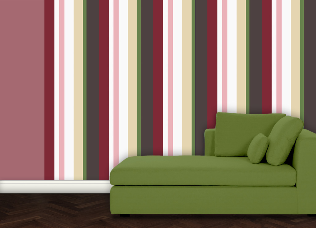 Wandtapete: Trendige rote Streifentapete Design Tapete für schönes Wohnen
