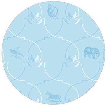Ornamentale Tapete mit Afrikas Tieren in blau Tönen