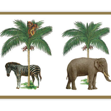 Glücks Tapetenborte mit Elefanten unter Palmen