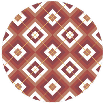 Wohnliche Diamant Tapete rot mit Karo (gelb) angepasst an Farrow and Ball Babouche