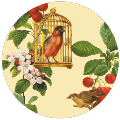 Schöne Vogel Tapete - die Apfelkirsche Blumen Vliestapete für Wohnzimmer