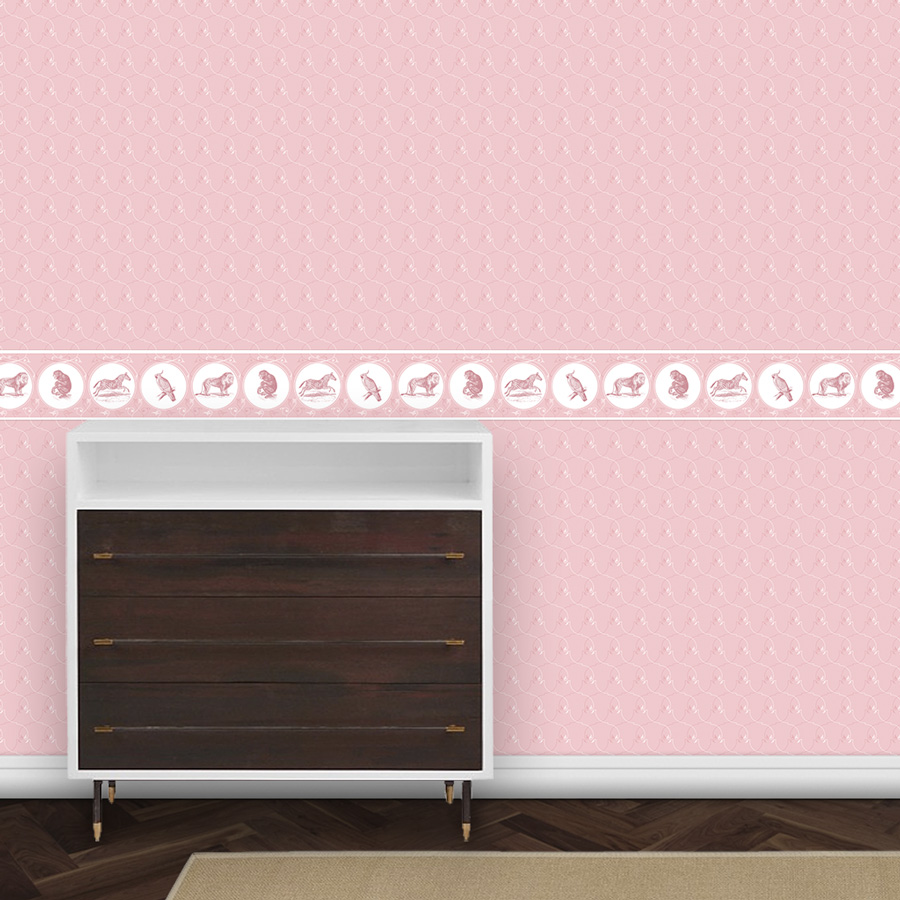 Klassisch ornamentale Tapete in pink