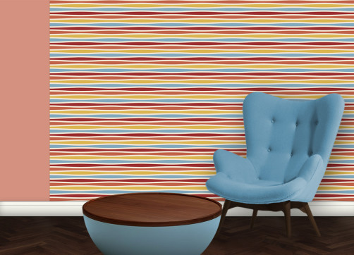 Multicolor Swing Querstreifentapete passend zu Ikea Trendfarben