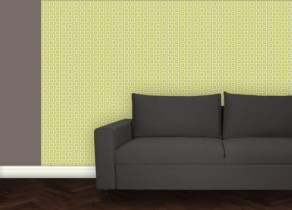 Moderne Little Square Tapete grün angepasst an Schöner Wohnen Trendfarbe Farn
