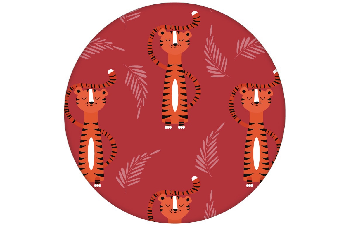 “Die Sieger Tiger” - motivierende Kindertapete mit lustigen Tigern auf rot Vliestapete Jugendzimmer aus den Tapeten Neuheiten Exklusive Tapete für schönes Wohnen als Naturaltouch Luxus Vliestapete oder Basic Vliestapete