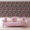 Wandtapete rosa: grau rosa florale Tapete mit großen Blüten angepasst an Little Greene Wandfarbe - Vliestapete Blumen