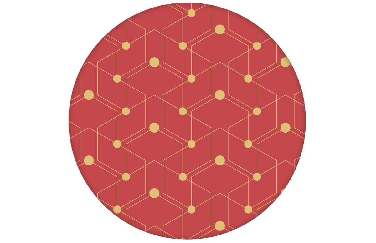 Grafische Design Tapete "Celestial Dots" kleines Muster in rot Vliestapete grafische Wandgestaltungaus dem GMM-BERLIN.com Sortiment: gelbe Tapete zur Raumgestaltung: #gelb #Grafik #Ikea #Linien #punkte #rot #tapete für individuelles Interiordesign