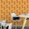 Jugend Tapete gelb: Trendige Kinder Jugend Tapete mit lustigem Sieger Tiger auf gelb angepasst an Ikea Wandfarben- Vliestapete Tiere