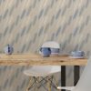 Wandtapete creme: Beige moderne Tapete "Fancy Feathers" mit dekorativem Feder Muster angepasst an Farrow and Ball Wandfarben
