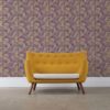 Wandtapete violett: Lila edle Designer Tapete "Classic Paisley" mit dekorativem Blatt Muster (klein) angepasst an Ikea Wandfarben