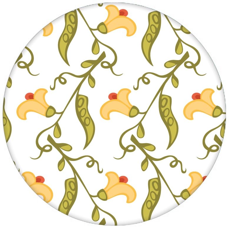 Groß gemusterte klassisch florale Tapete "Happy Peas" mit blühenden Erbsen Ranken für Küche Fluraus dem GMM-BERLIN.com Sortiment: weisse Tapete zur Raumgestaltung: #blueten #blumen #Erbse #Farrow and Ball #Gästezimmer #ranke #schlafen #weiss für individuelles Interiordesign