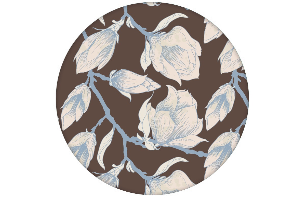 Edle braun Blumen Tapete "Blooming Magnolia" mit blühender Magnolie für Schlafzimmeraus dem GMM-BERLIN.com Sortiment: braune Tapete zur Raumgestaltung: #blueten #blühen #blumen #braun #fruehling #Little Greene #Magnolie #schlafen #Wohnzimmer für individuelles Interiordesign