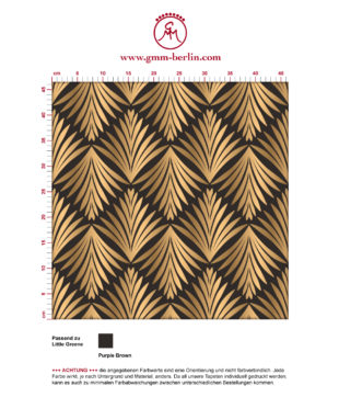 klassische Tapete "Art Deco Akanthus" mit Blatt Muster in braun angepasst an Little Greene Wandfarben. Aus dem GMM-BERLIN.com Sortiment: Schöne Tapeten in der Farbe: gelb