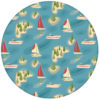 Moderne blaue Vliestapete "Insel Hopping" mit Yachten und Segel-Booten in rot aus den Tapeten Neuheiten Borten und Tapetenmotive als Naturaltouch Luxus Vliestapete oder Basic Vliestapete