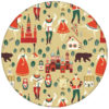 Bunte lustige Design Tapete "Kalinka" mit tanzenden Russen, Bären in gelbaus dem GMM-BERLIN.com Sortiment: beige Tapete zur Raumgestaltung: #FarrowandBall #gelb für individuelles Interiordesign