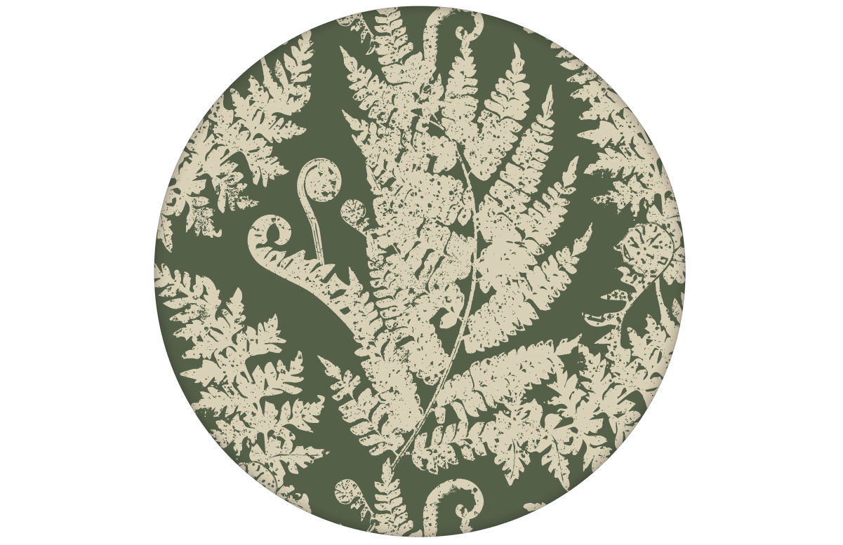 "Heidis Fernerie" Design Tapete mit großem Farn Muster in grün aus den Tapeten Neuheiten Blumentapeten und Borten als Naturaltouch Luxus Vliestapete oder Basic Vliestapete