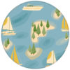 Design Tapete "Insel Hopping" mit Yachten und Segel-Booten in gelb - große Wandgestaltung aus den Tapeten Neuheiten Borten und Tapetenmotive als Naturaltouch Luxus Vliestapete oder Basic Vliestapete