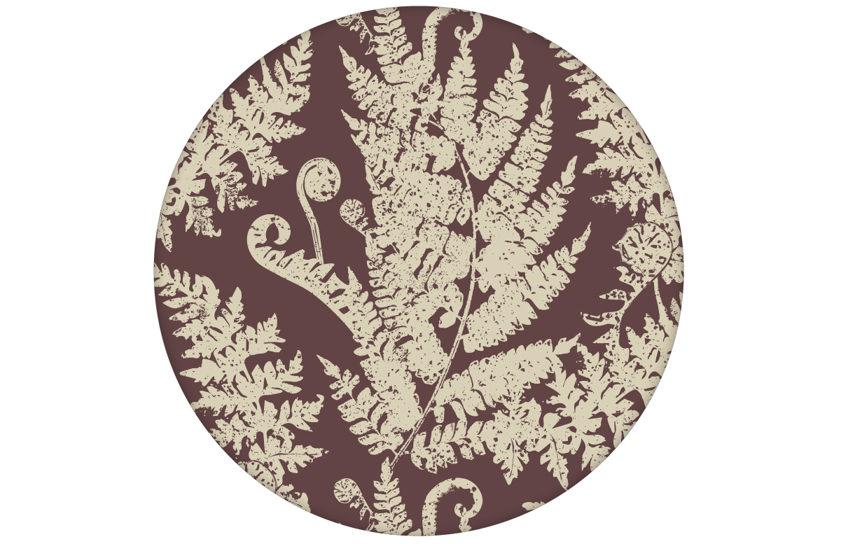 Farn Design Tapete "Heidis Fernerie" mit großem Muster in braun rot aus den Tapeten Neuheiten Blumentapeten und Borten als Naturaltouch Luxus Vliestapete oder Basic Vliestapete