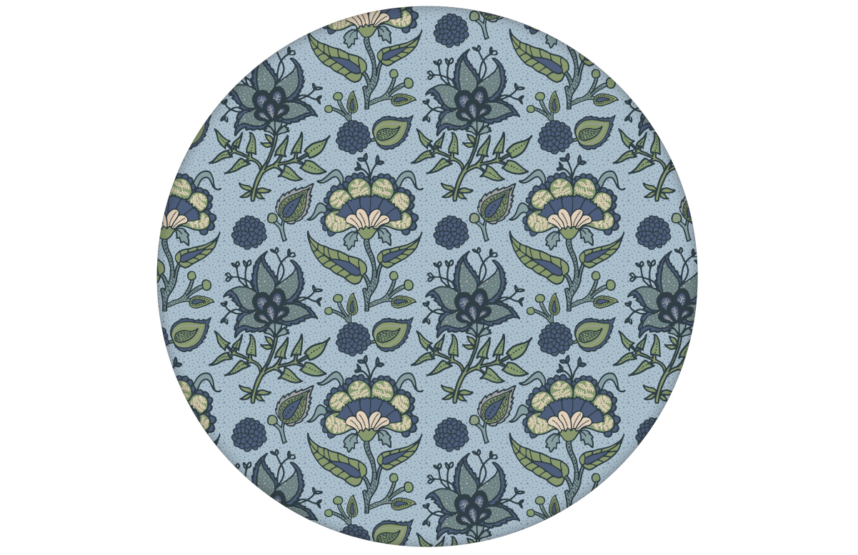 Folklore Tapete "Little India" mit indischem Blumen Muster in blau grau für Schlafzimmer aus den Tapeten Neuheiten Exklusive Tapete für schönes Wohnen als Naturaltouch Luxus Vliestapete oder Basic Vliestapete
