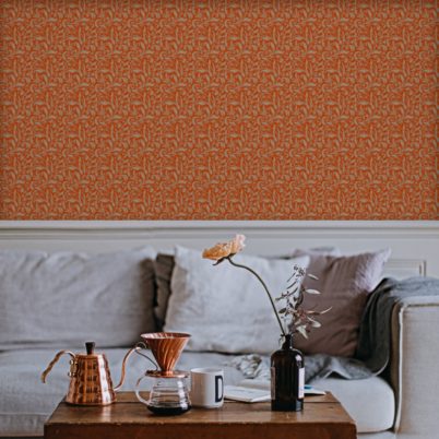 Wandtapete orange: Schöne florale Tapete "Victorian Delight" mit victorianischem Blatt Muster orange Schöner Wohnen Tapeten farben 2