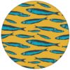 Angler Tapete "Sardinen Büchse" mit Fisch Schwarm in gelb für Küche Bad