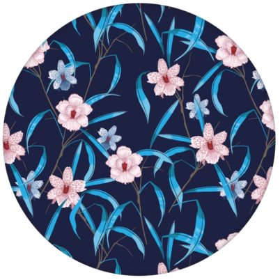 Design Tapete "Orchid Garden" mit Orchideen Blüten in blau