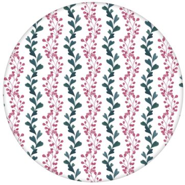 Klassische Streifen Tapete "zarte Laub Streifen" mit gemalten Blättern in rosa grün