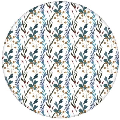 Blaue Streifen Tapete "zarte Laub Streifen" mit gemalten Blättern