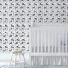 Kindertapete weiss: Baby Kinderzimmer Tapete "Hottehü" mit Schaukelpferd und Herzen in hellblau