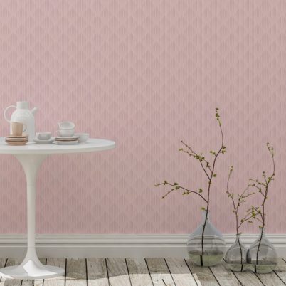 Tapete Wohnzimmer rosa: Design Tapete Art Deko Diamant mit grafischer Eleganz in hellrosa - Ornamenttapete für Wohnzimmer