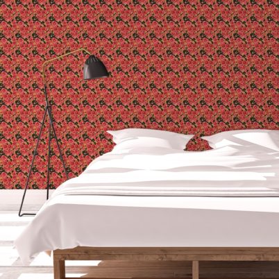 Tapete Wohnzimmer rot: Landhaus Blumentapete Shabby Flowers shabby chic auf braun schwarz - Vliestapete für Wohnzimmer