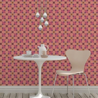 Tapete Wohnzimmer rosa: Ornamenttapete Art Deko Lilly Muster groß in violett - Design Tapete für Wohnzimmer
