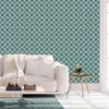Schlafzimmer tapezieren in grün blau: Petrol Ornamenttapete Art Deko Lilly Muster groß - Design Tapete für Schlafzimmer