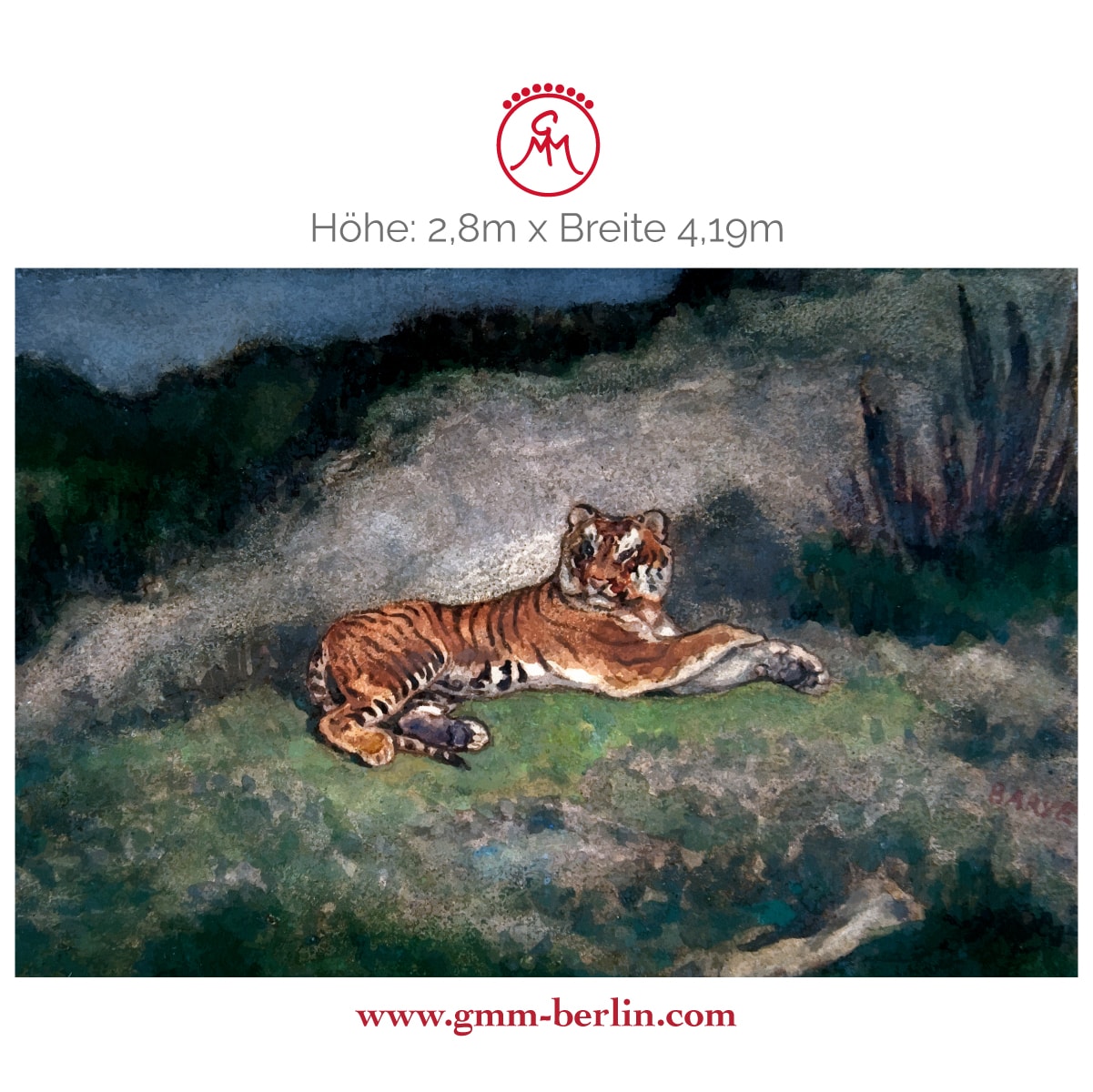 Exkusive Panoramatapete: Exotische Künstler Tapete "der Tiger" nach Antoine-Louis Barye