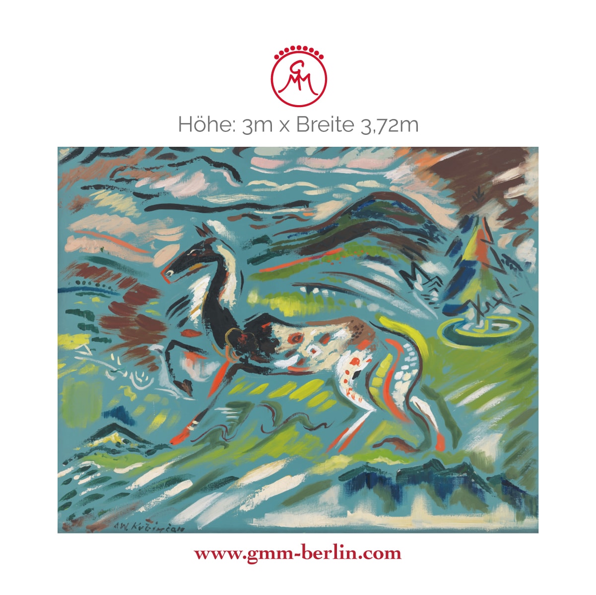 Dekoratives Kunst Wandbild: Bunte Kunst Tapete "das Pferd" nach Arnold Peter Weisz-Kubínčan