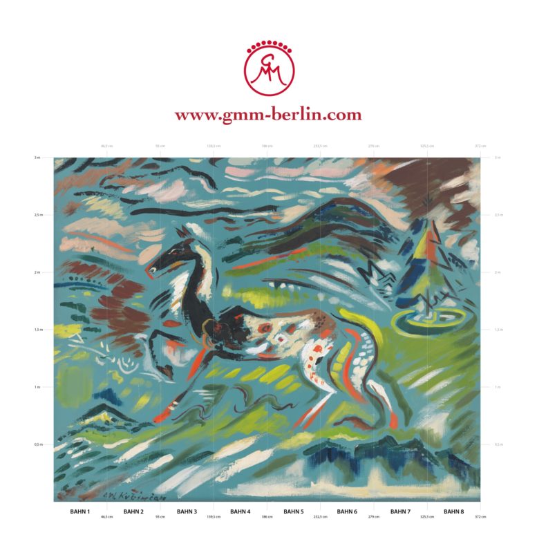 Großes Panorama Wandbild: Bunte Kunst Tapete "das Pferd" nach Arnold Peter Weisz-Kubínčan