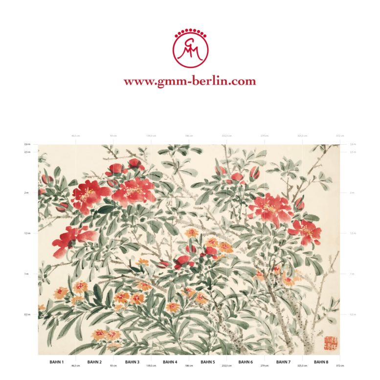 Große Panorama Tapete: Florale Kunst Tapete "Zierquitte" nach Chen Chun