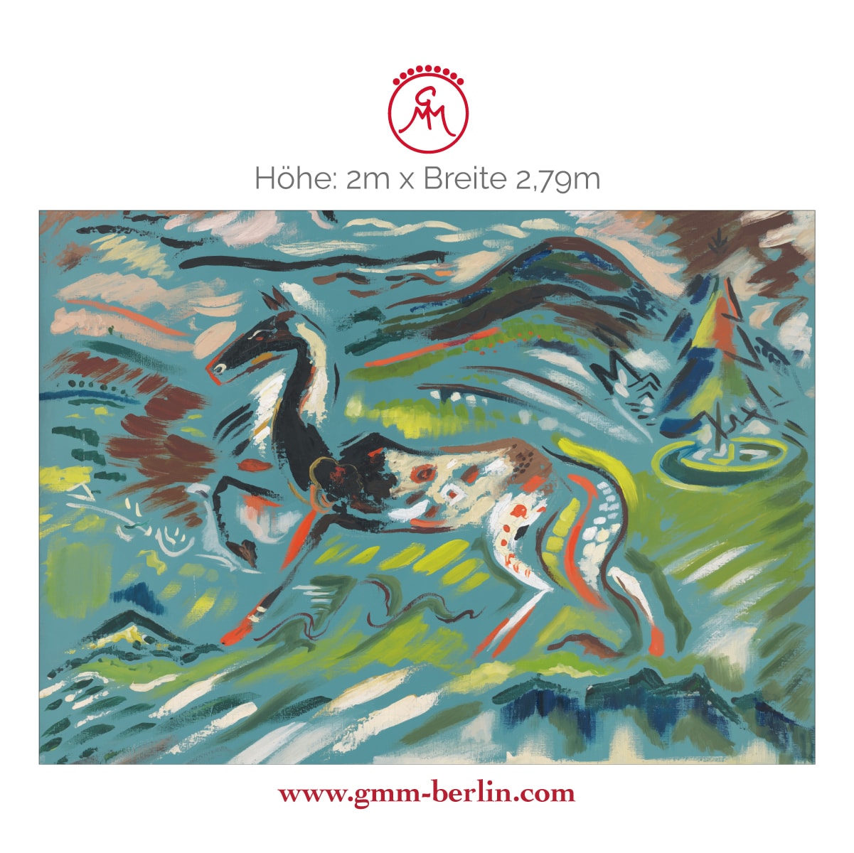 Dekorative Panorama Tapete: Bunte Kunst Tapete "das Pferd" nach Arnold Peter Weisz-Kubínčan