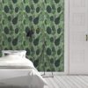 Schlafzimmer tapezieren in grün: Grüne Dschungel Tapete mit großen Blättern, exotische Vlies-Tapete Natur, moderner Wohnakzent für Schlafzimmer