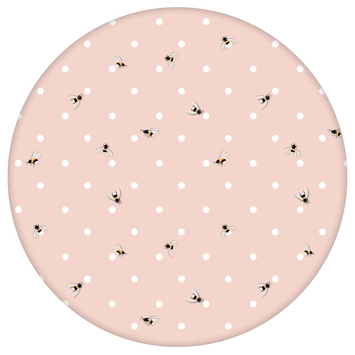 Polka Dot Tapete "Polka Bee" mit Bienen & Punkten, rosa Vlies-Tapete grafischer Wohnakzent für Wohnzimmer aus den Tapeten Neuheiten Exklusive Tapete für schönes Wohnen als Naturaltouch Luxus Vliestapete oder Basic Vliestapete