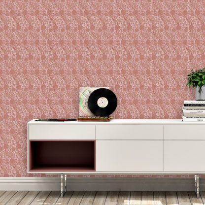 Tapete Wohnzimmer pink: Rosa Jugendstil Tapete "Tulpen und Narzissen" nach William Morris, Vlies-Tapete Blumentapete für Wohnzimmer