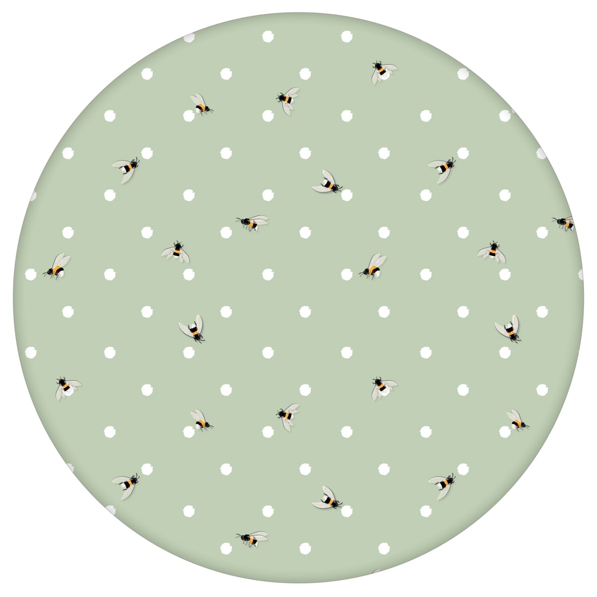 Grüne Tapete "Polka Bee" mit Bienen & Punkten, Vlies Tapete Grafik Tiere, schöne Wandtapete für Kücheaus dem GMM-BERLIN.com Sortiment: grüne Tapete zur Raumgestaltung: #00167 #Biene #gruen #Grüne Tapeten #Insekten #kueche #Pünktchen #punkte #Tier Tapete #tiere für individuelles Interiordesign