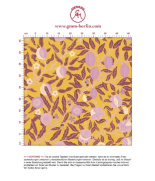 Moderne Jugendstil Tapete "Granatapfel Baum" nach William Morris, senf gelbe Vlies Tapete Natur Wanddeko für Schlafzimmerzum #einrichten #renovieren #wohnen #tapezieren. Aus dem GMM-BERLIN.com Sortiment: Schöne Tapeten in der Farbe: gelb