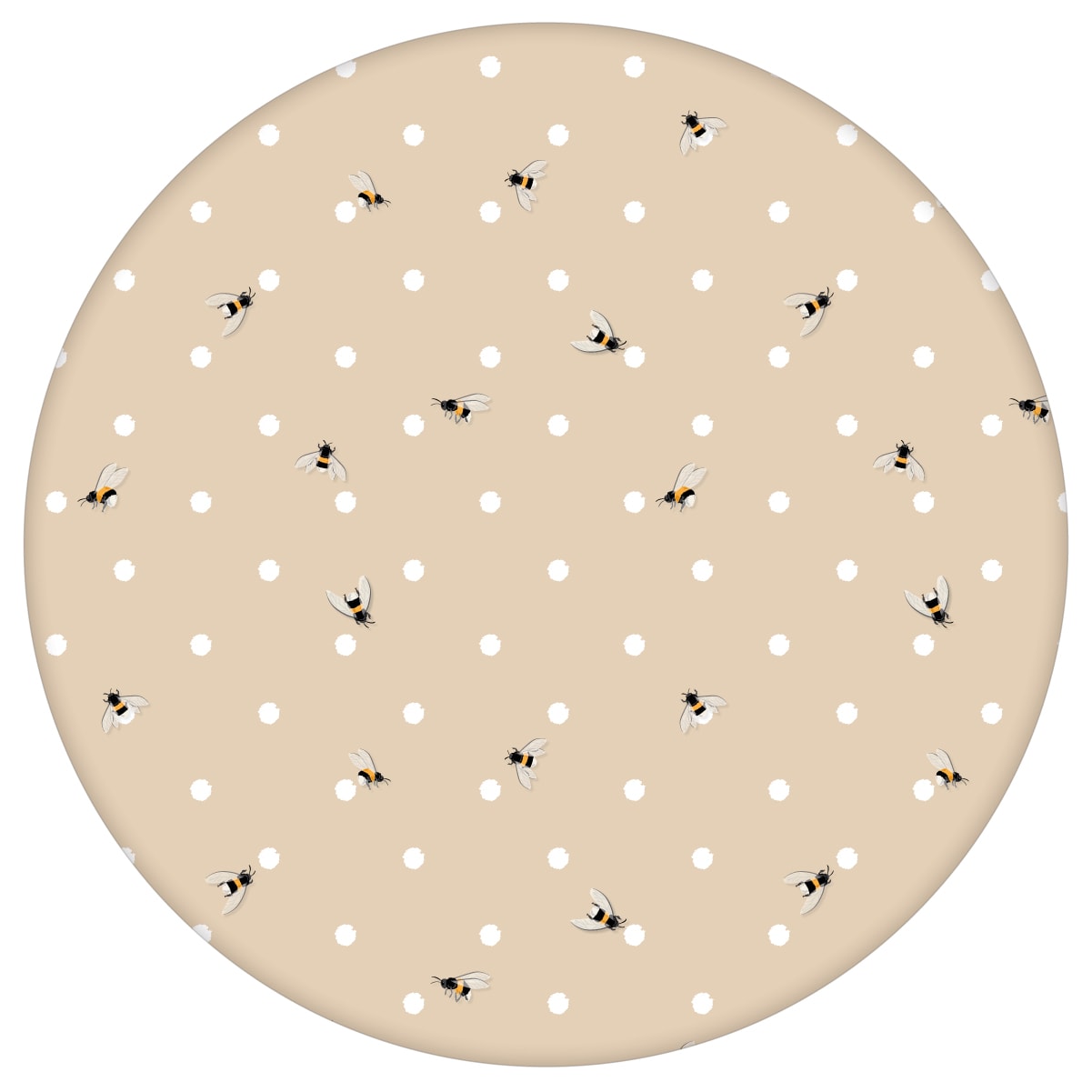 Schöne Tapete "Polka Bee" mit Bienen & Punkten, beige Vlies Tapete moderne Wanddeko für Schlafzimmer aus den Tapeten Neuheiten Exklusive Tapete für schönes Wohnen als Naturaltouch Luxus Vliestapete oder Basic Vliestapete