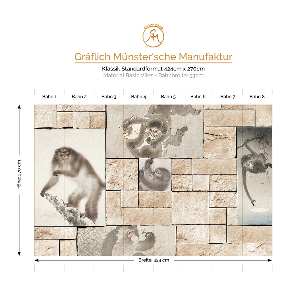 Moderne Panorama-Tapete Affen von Gibraltar